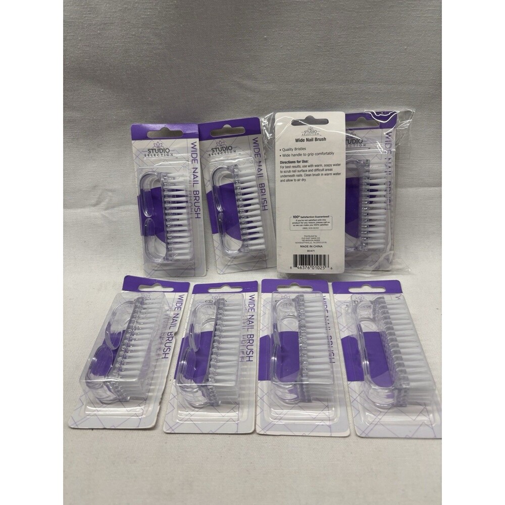 Studio Selection Wide Nail Brush Lot of 8 Manicure Pedicure Cleaning Brushes New